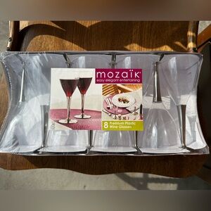 Silver Premium Plastic Wine Glasses - Set of 8